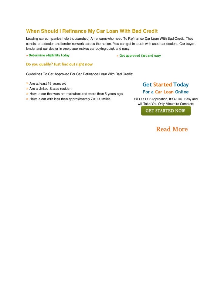 refinance car loan with bad credit