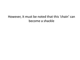 However, it must be noted that this ‘chain’ can
become a shackle
 
