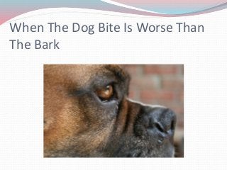 When The Dog Bite Is Worse Than
The Bark
 