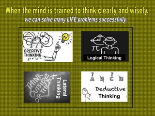 1
Logical Thinking
Thinking
Lateral
Thinking
 