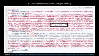 Source: https://randywestergren.com/widespread-xss-vulnerabilities-ad-network-code-affecting-top-tier-publishers-retailers/
URL: http://www.example.com/#1'-alert(1)-'"-alert(1)-"
 