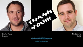 Charles Vazac
@vazac
Nic Jansma
@nicj
github.com/SOASTA/boomerang
soasta.com/mpulse
 