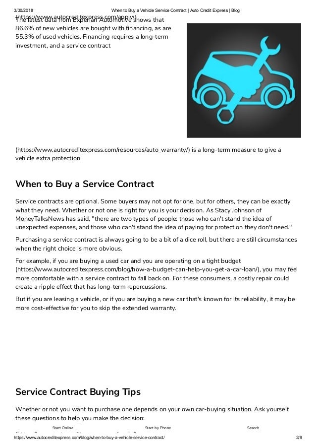 When to buy a vehicle service contract