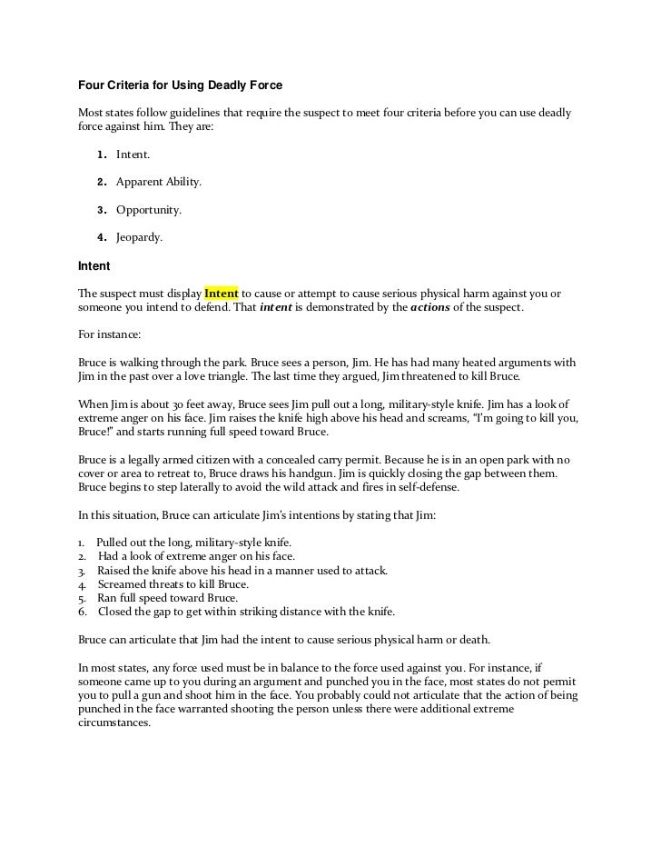 When to Use Deadly Force Know the Law