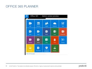 © 2016 Protiviti Inc. This material is the confidential property of Protiviti Inc. Copying or reproducing this material is strictly prohibited.
OFFICE 365 PLANNER
23
 