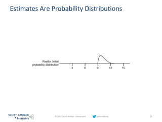 Estimates Are Probability Distributions
© 2015 Scott Ambler + Associates johnrodbray 22
 