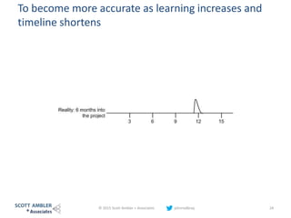 To become more accurate as learning increases and
timeline shortens
© 2015 Scott Ambler + Associates johnrodbray 24
 