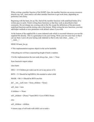 When writing a member function of the HAMT class- the member function.pdf