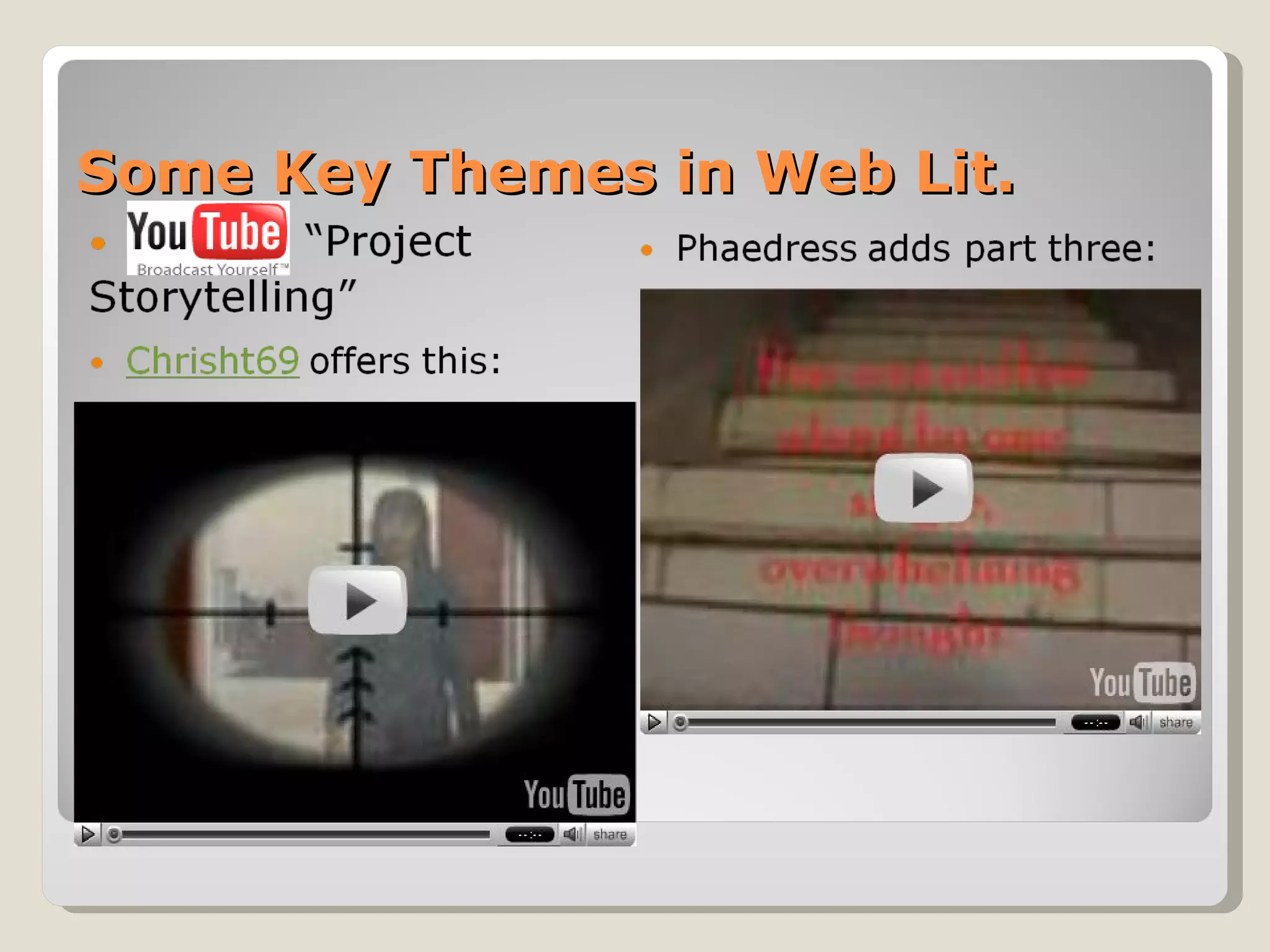 Some Key Themes in Web Lit. 