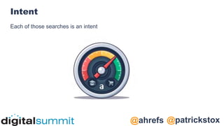 @patrickstox
@ahrefs
Intent
Each of those searches is an intent
 