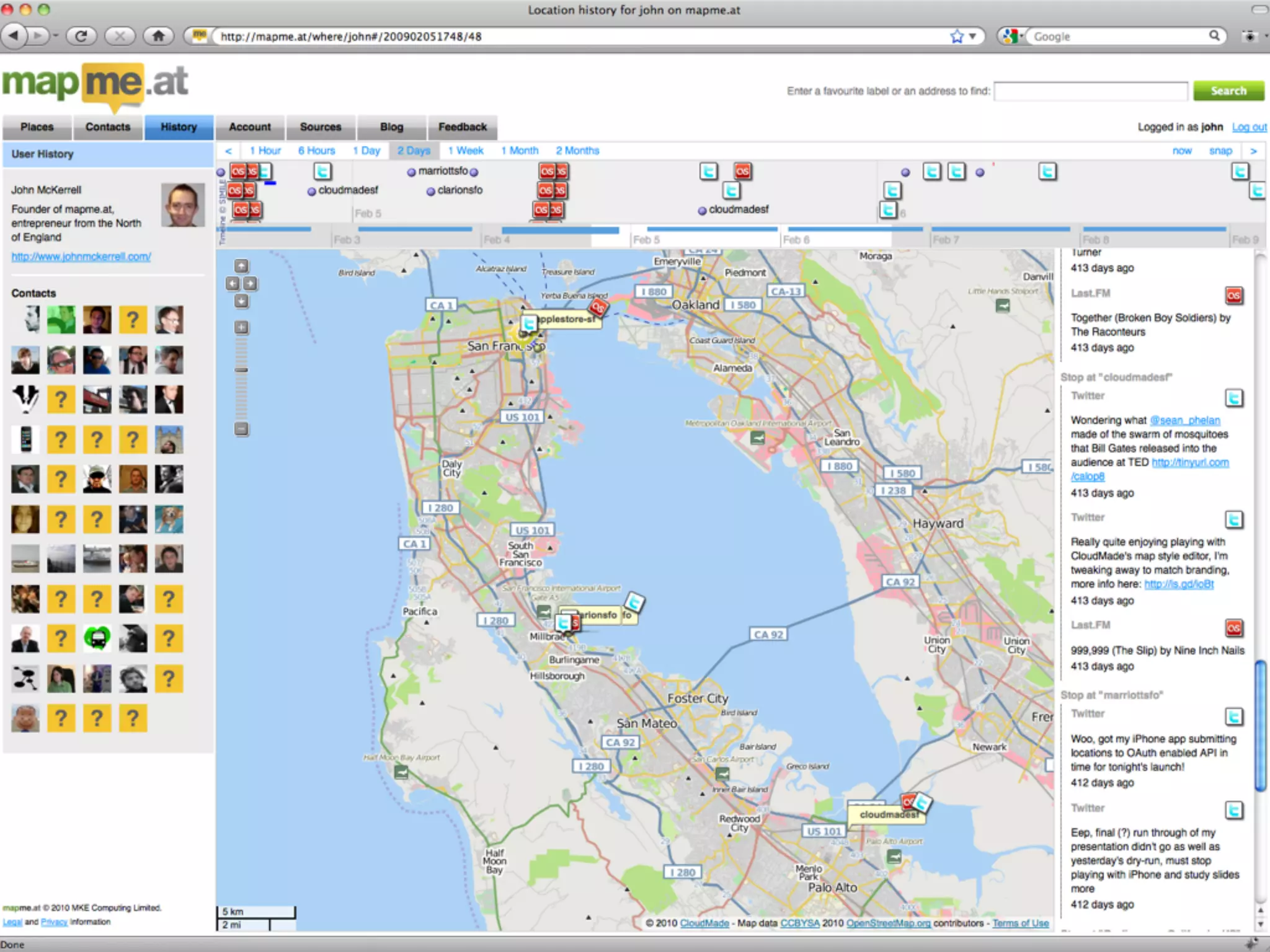 Map of Where2.0
showing twitters
 