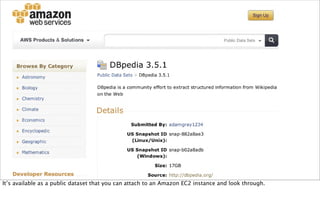 It’s available as a public dataset that you can attach to an Amazon EC2 instance and look through.
 