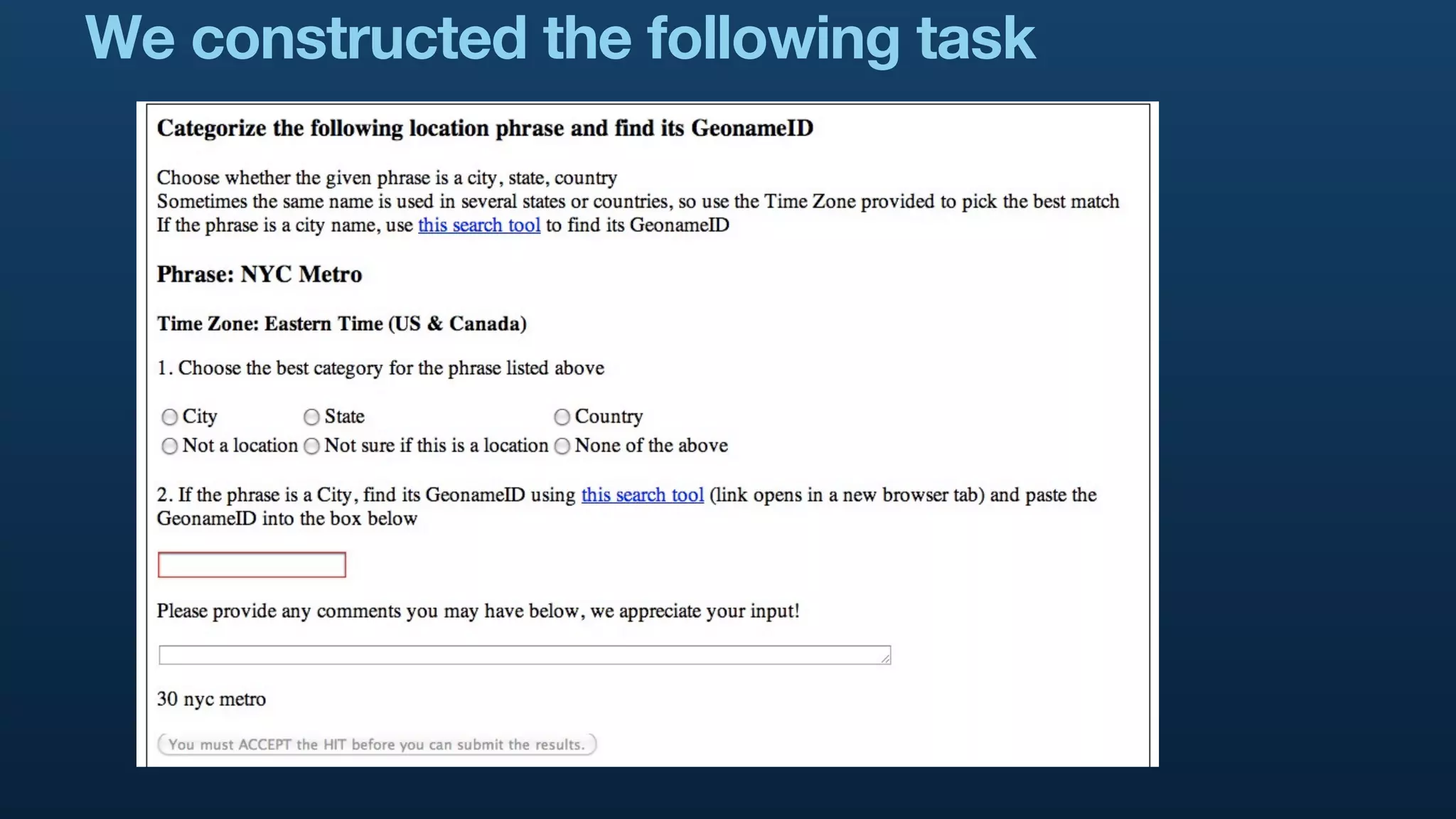We constructed the following task
 