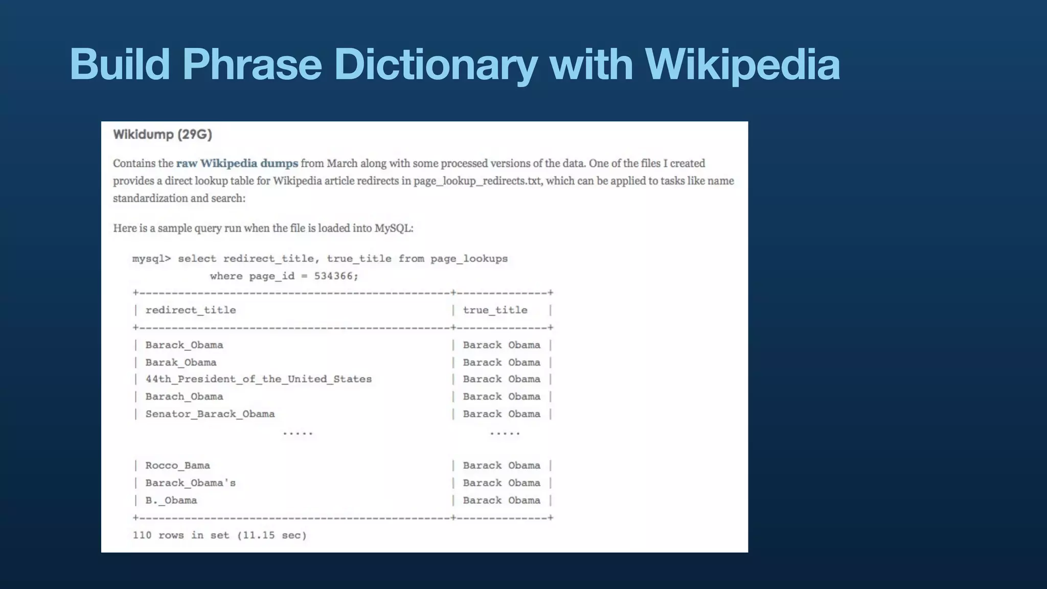 Build Phrase Dictionary with Wikipedia
 