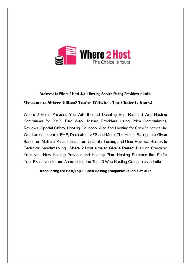Where 2 Host Top 10 Best Web Hosting Companies In India Images, Photos, Reviews