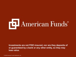 Investments are not FDIC-insured, nor are they deposits of
           or guaranteed by a bank or any other entity, so they may
           lose value.

© 2009 American Funds Distributors, Inc.
 