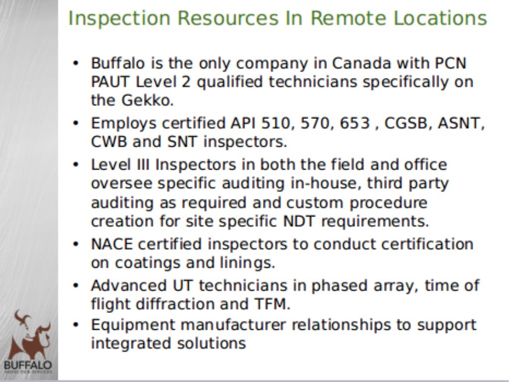 Where Buffalo Inspection Works Buffalo Inspection Services