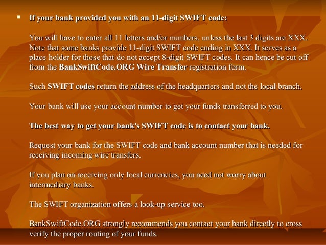 Where can we find swift codes?