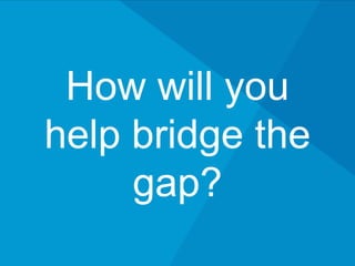 How will you
help bridge the
gap?
 