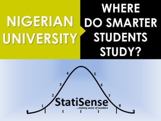 NIGERIAN
UNIVERSITY
WHERE
DO SMARTER
STUDENTS
STUDY?
 