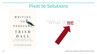 “What if we…”
Pivot to Solutions
Where ethics, integrity, compliance & audit intersect
119
 