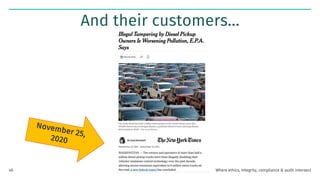 And their customers…
Where ethics, integrity, compliance & audit intersect
40
 