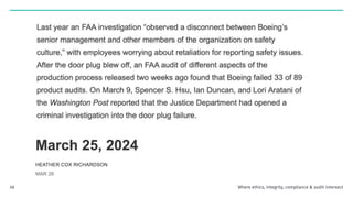 Where ethics, integrity, compliance & audit intersect
46
 