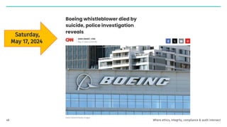 Saturday,
May 17, 2024
Where ethics, integrity, compliance & audit intersect
48
 