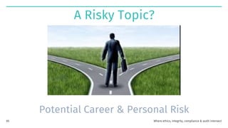 A Risky Topic?
Potential Career & Personal Risk
Where ethics, integrity, compliance & audit intersect
85
 