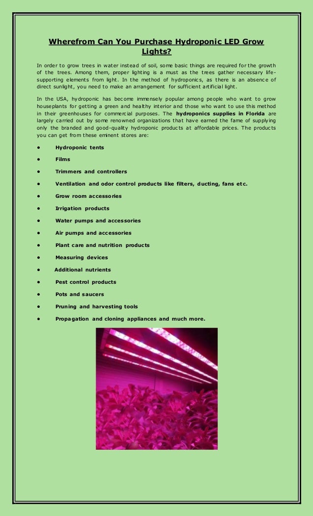 Wherefrom Can You Purchase Hydroponic Led Grow Lights