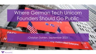 Confidential
WUNDERVC
Where German Tech Unicorn
Founders Should Go Public
Christian Dahlen, September 2023
 