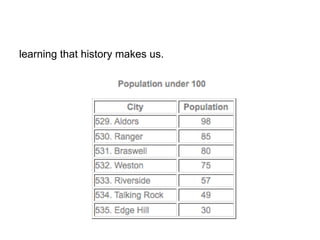 learning that history makes us.  