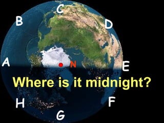 A D C B H G F E Where is it midnight? N 