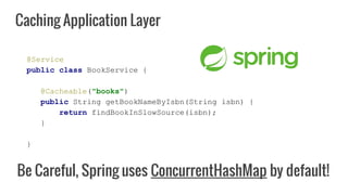 Caching Application Layer
@Service
public class BookService {
@Cacheable("books")
public String getBookNameByIsbn(String i...