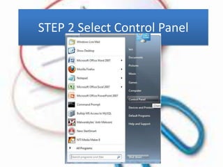STEP 2 Select Control Panel