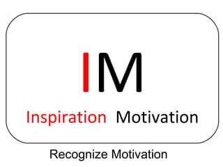 IM 
Inspiration Motivation 
Recognize Motivation 
 