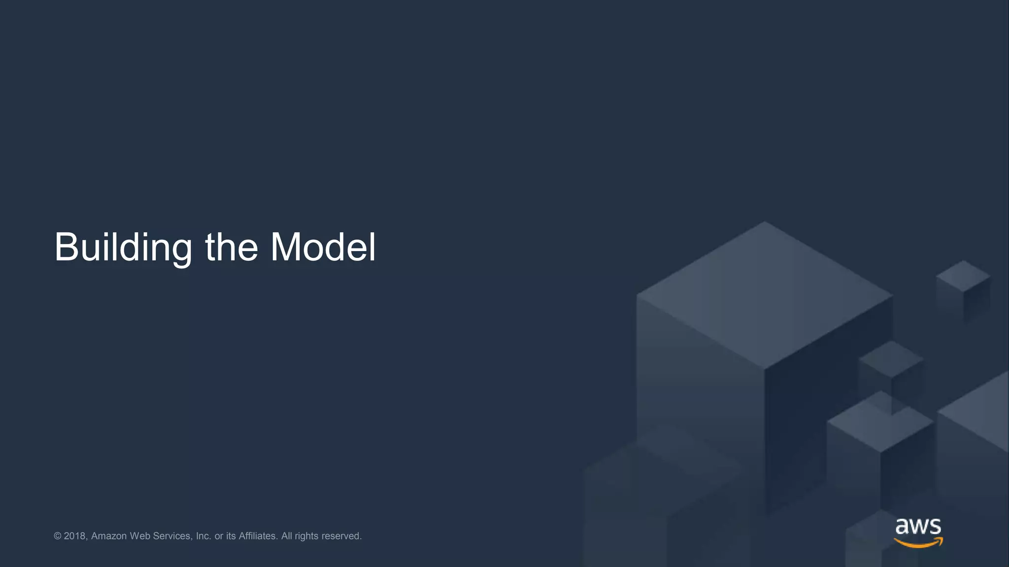 © 2018, Amazon Web Services, Inc. or its Affiliates. All rights reserved. @jrhunt© 2018, Amazon Web Services, Inc. or its Affiliates. All rights reserved.
Building the Model
 