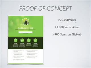 PROOF-OF-CONCEPT
>20.000 Visits	

!

>1.000 Subscribers	

!

>900 Stars on GitHub

 