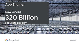 @BretMcG
App Engine:
Now Serving
320 Billion
requests per day
 