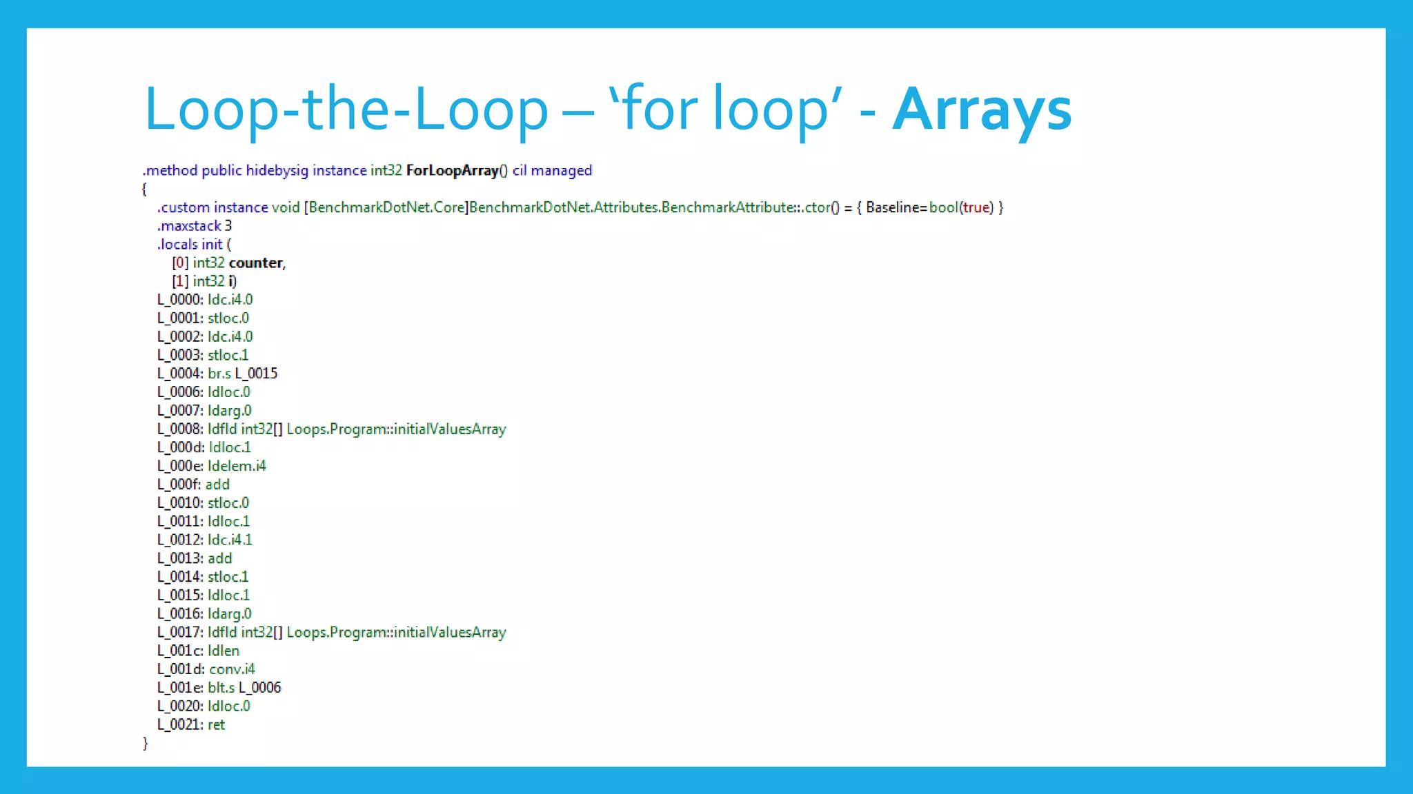 Loop-the-Loop – ‘for loop’ - Arrays
 