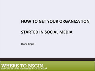 HOW TO GET YOUR ORGANIZATION  STARTED IN SOCIAL MEDIA Diane Bégin 