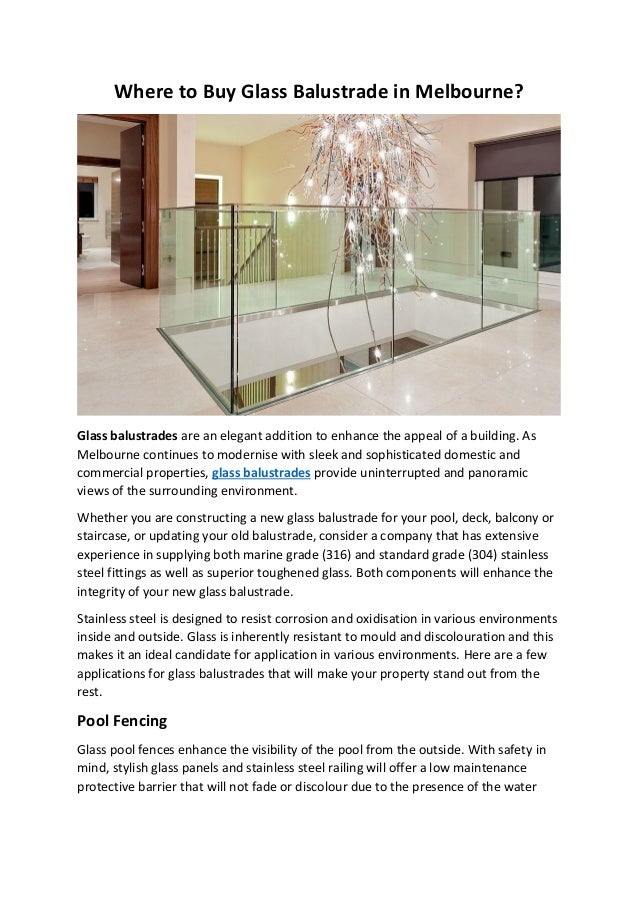 Where To Buy Glass Balustrade In Melbourne