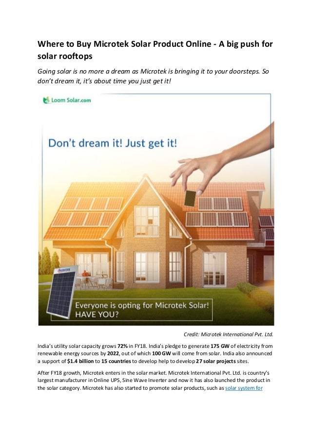 Where To Buy Microtek Solar Product Online A Big Push For