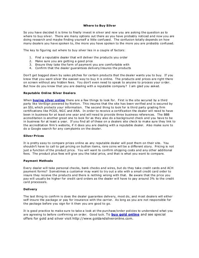 how can i buy silver