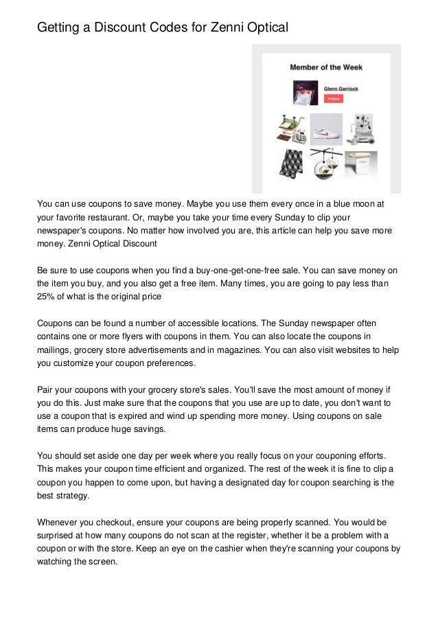 Getting a Discount Codes for Zenni Optical