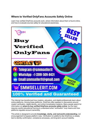 Where to Find Verified OnlyFans Accounts for Safe Online Purchase.docx