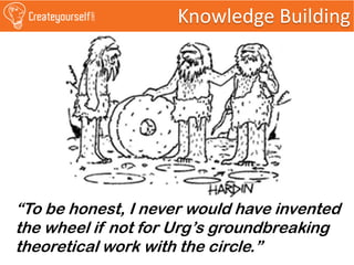 “To be honest, I never would have invented
the wheel if not for Urg’s groundbreaking
theoretical work with the circle.”
Knowledge Building
 