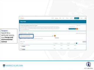 Scopus:
Search for a
particular source,
e.g. Energy and
Environmental
Science
 