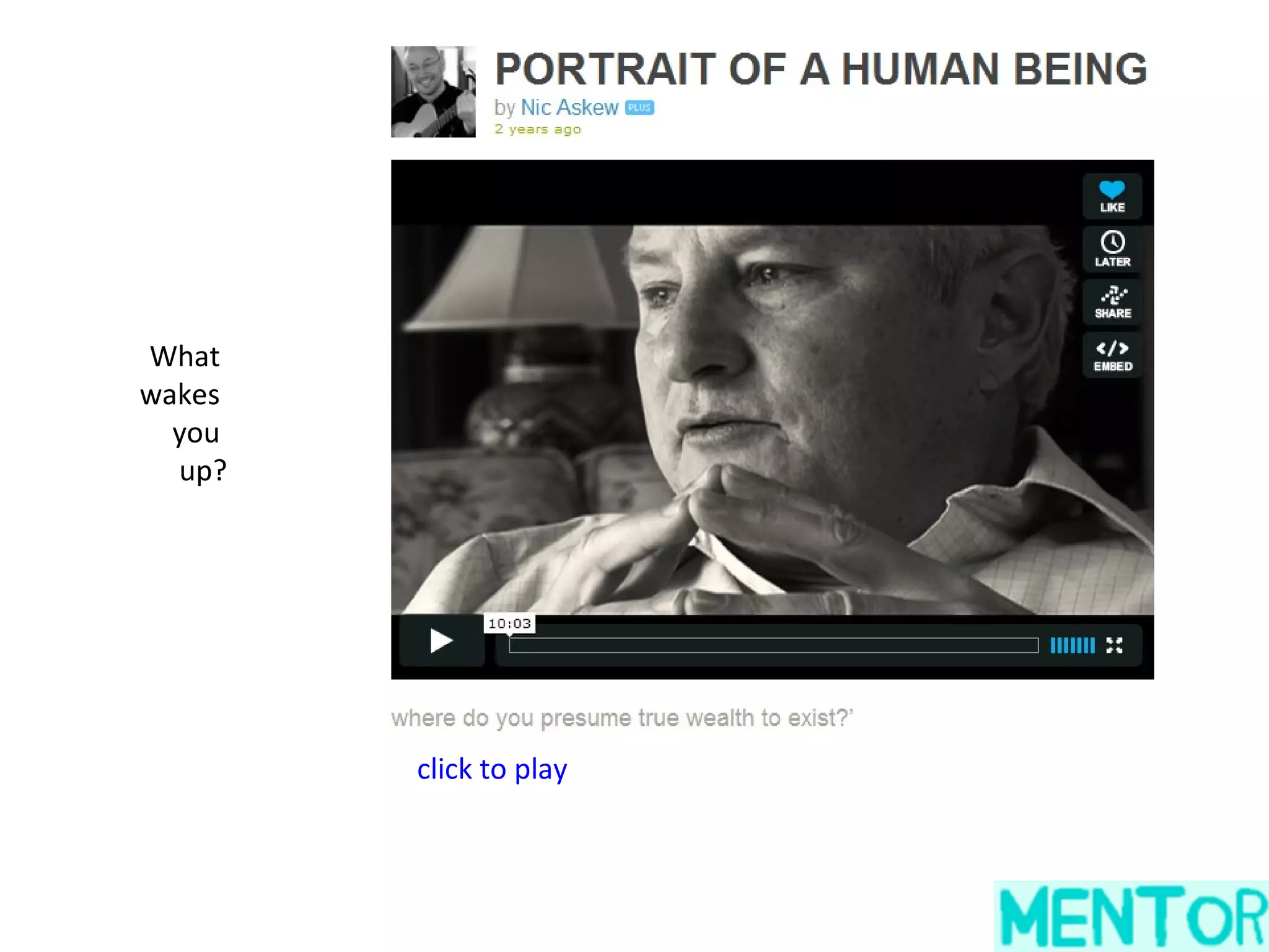 Networked individualism (B Wellman), meshing you, rather
      in ed – rather than waiting for innovations to scale, let’s

75.   scale the individual. Fits perfect with app idea.
 
