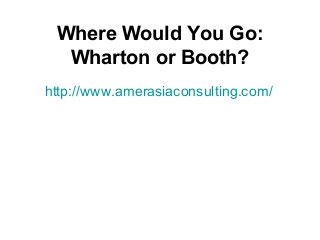 Where Would You Go:
Wharton or Booth?
http://www.amerasiaconsulting.com/

 